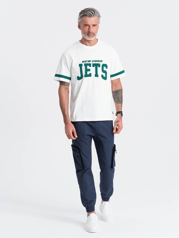 Ombre Clothing Tmavomodré pánske nohavice cargo jogger Ombre Clothing