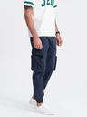 Ombre Clothing Tmavomodré pánske nohavice cargo jogger Ombre Clothing