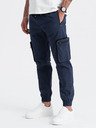 Ombre Clothing Tmavomodré pánske nohavice cargo jogger Ombre Clothing