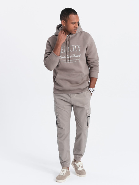 Ombre Clothing Béžové pánske cargo jogger nohavice Ombre Clothing