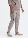 Ombre Clothing Béžové pánske cargo jogger nohavice Ombre Clothing