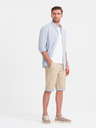 Ombre Clothing Béžové pánske chino šortky s džínsovým lemom Ombre Oblečenie