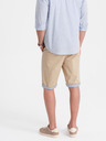 Ombre Clothing Béžové pánske chino šortky s džínsovým lemom Ombre Oblečenie