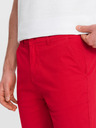 Ombre Clothing Červené pánske chino šortky s džínsovým lemom Ombre Oblečenie