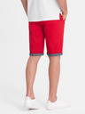 Ombre Clothing Červené pánske chino šortky s džínsovým lemom Ombre Oblečenie