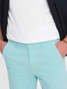 Ombre Clothing Tyrkysové pánske chino šortky s džínsovým lemom Ombre Oblečenie