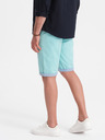 Ombre Clothing Tyrkysové pánske chino šortky s džínsovým lemom Ombre Oblečenie
