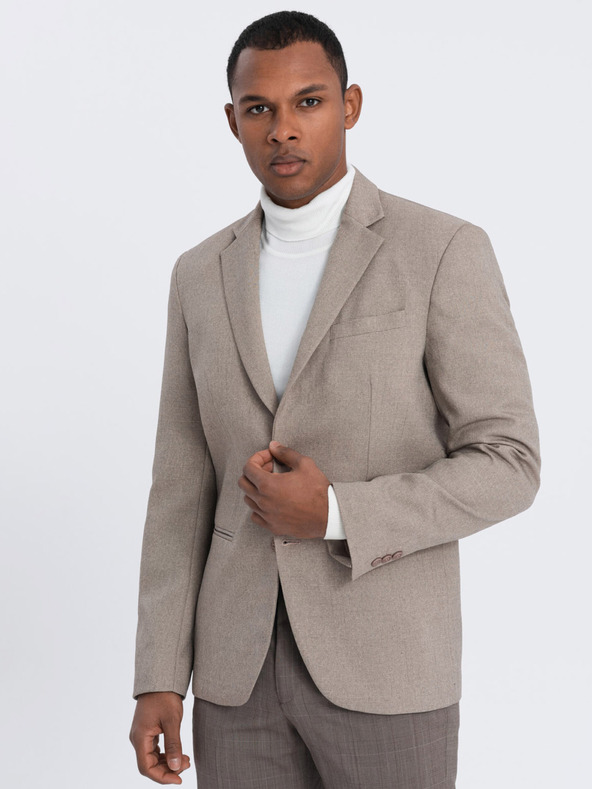 Ombre Clothing Béžové pánske sako Ombre Clothing