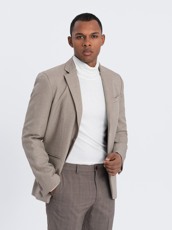 Ombre Clothing Béžové pánske sako Ombre Clothing