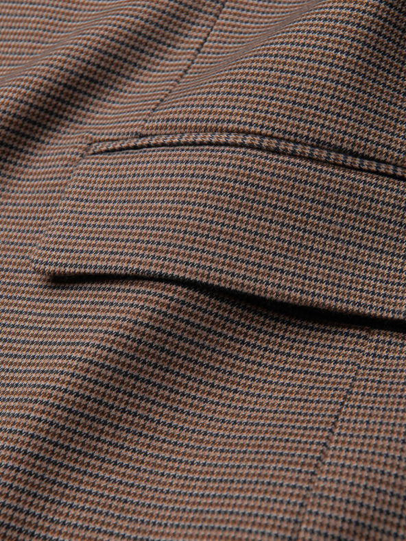 Ombre Clothing Hnedé pánske sako v jemnej kocke Ombre Clothing