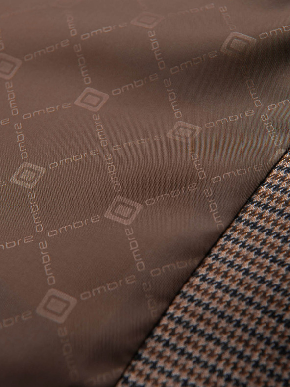 Ombre Clothing Hnedé pánske sako v jemnej kocke Ombre Clothing