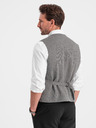 Ombre Clothing Šedá pánska žakárová vesta s klopami Ombre Oblečenie