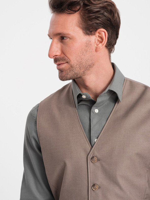 Ombre Clothing Béžová pánska obleková vesta Ombre Clothing