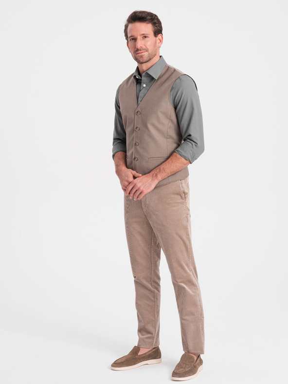 Ombre Clothing Béžová pánska obleková vesta Ombre Clothing