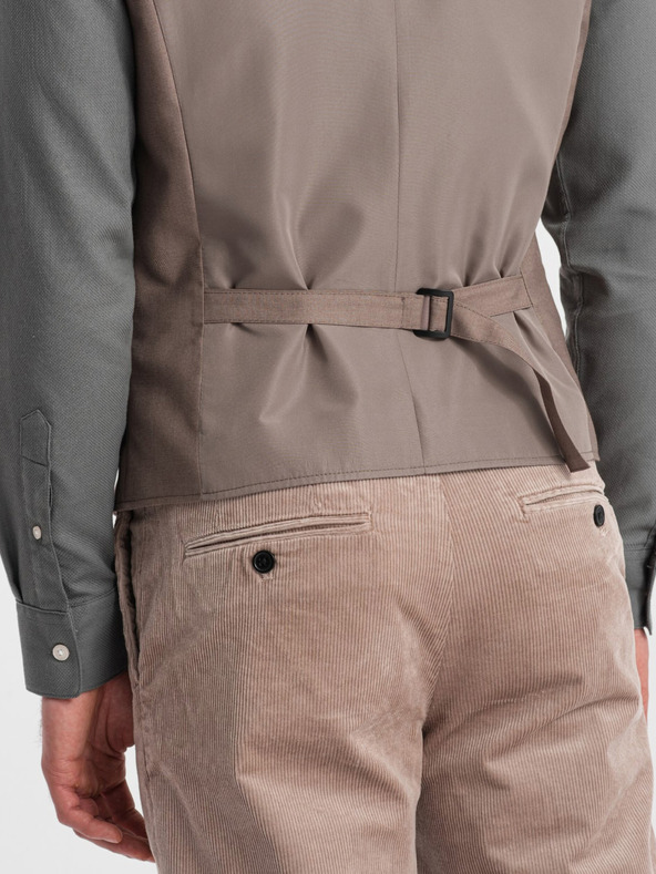 Ombre Clothing Béžová pánska obleková vesta Ombre Clothing