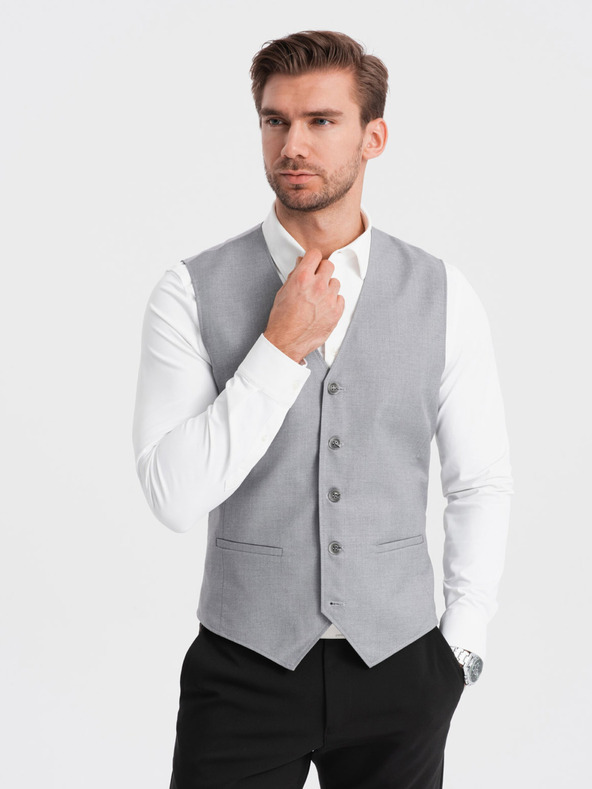 Ombre Clothing Šedá pánska obleková vesta Ombre Clothing