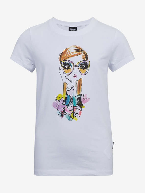 Sam 73 Biele dievčenské tričko s potlačou SAM73 Mora