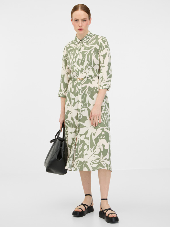 Orsay Kaki dámske košeľové midi šaty ORSAY