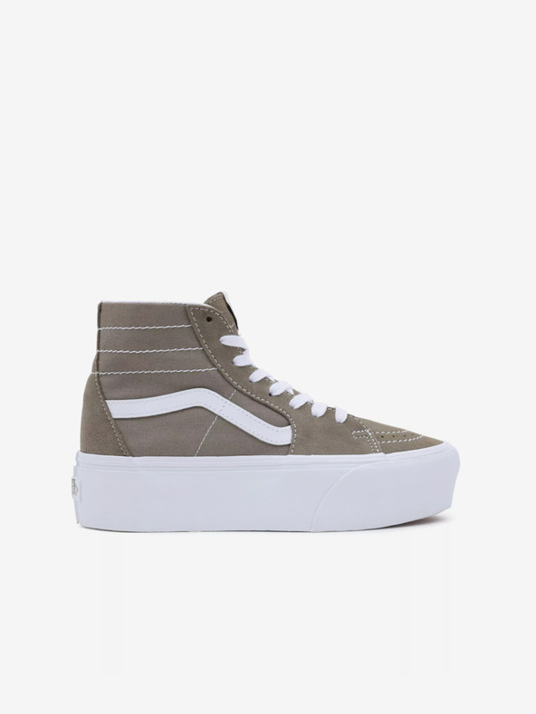 Vans Khaki dámske členkové tenisky na platforme so semišovými detailmi VANS SK8-Hi