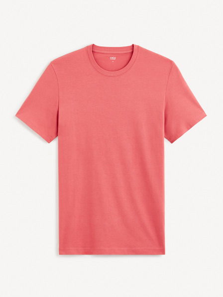 Celio Červené pánske základné tričko Celio Tebase