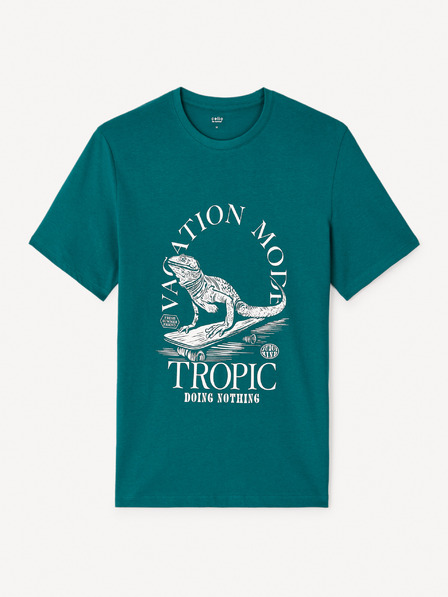 Celio Zelené pánske tričko Celio Jegator