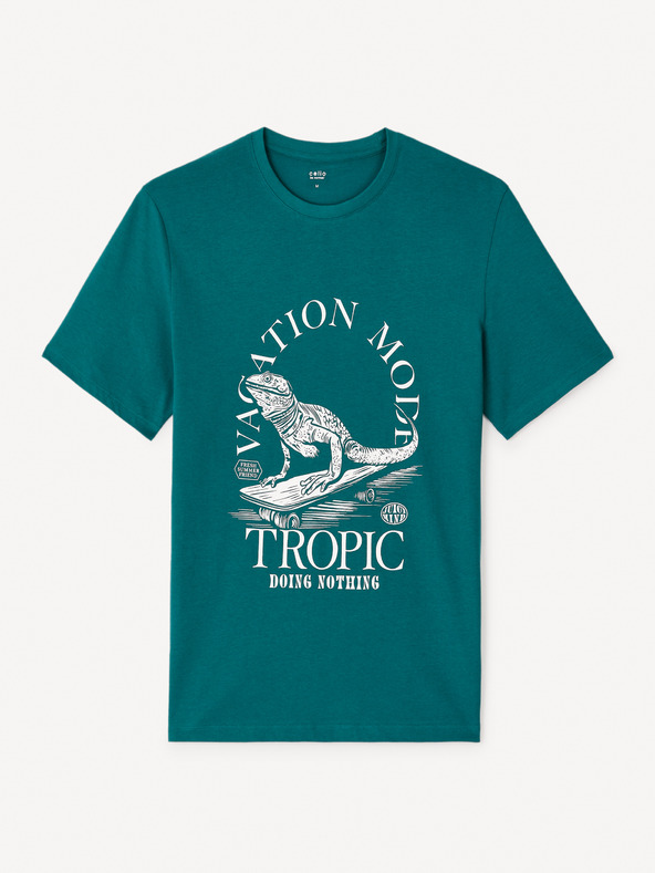 Celio Zelené pánske tričko Celio Jegator