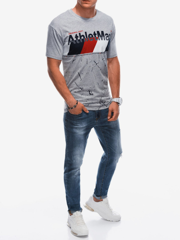 Edoti Pánske tričko s potlačou - šedé