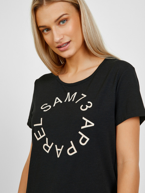 Sam 73 Čierne dámske tričko s potlačou SAM 73 Arias