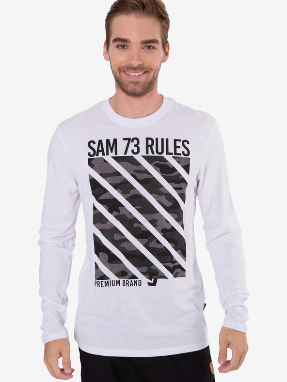 Sam 73 Biele pánske tričko s potlačou SAM 73