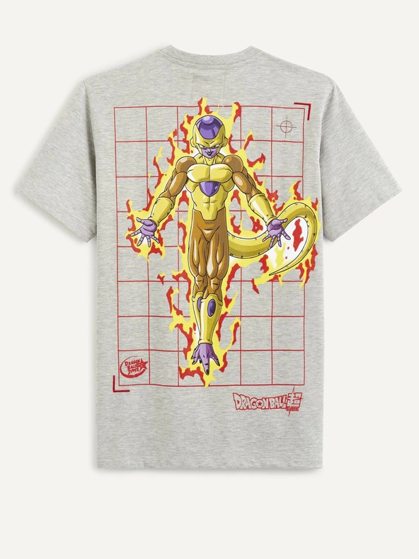 Celio Šedé pánske žíhané tričko s potlačou na chrbte Celio Lvedrago1