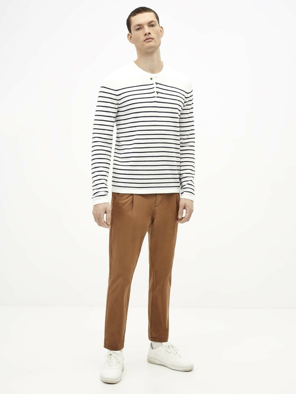 Celio Modro-biely pánsky pruhovaný sveter Celio