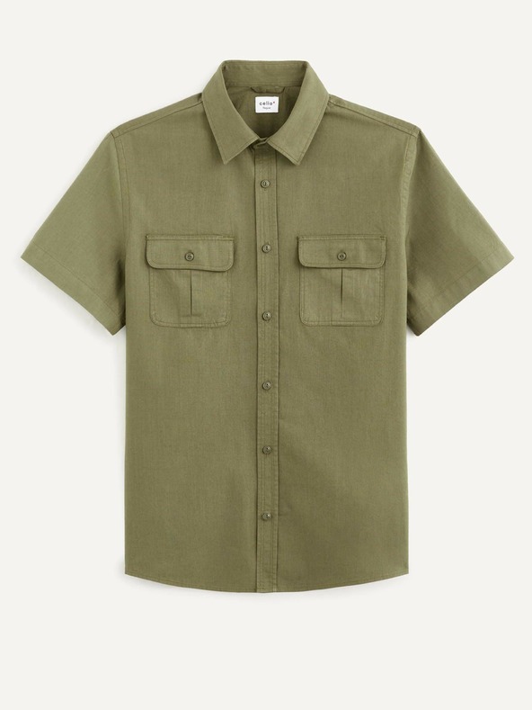 Celio Khaki pánska košeľa s vreckami Celio