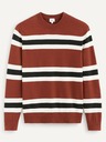 Celio Bielo-červená pánska pruhovaná mikina Celio