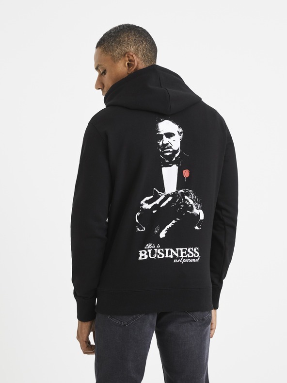 Celio Čierna pánska mikina s kapucňou Celio Lvegodsw