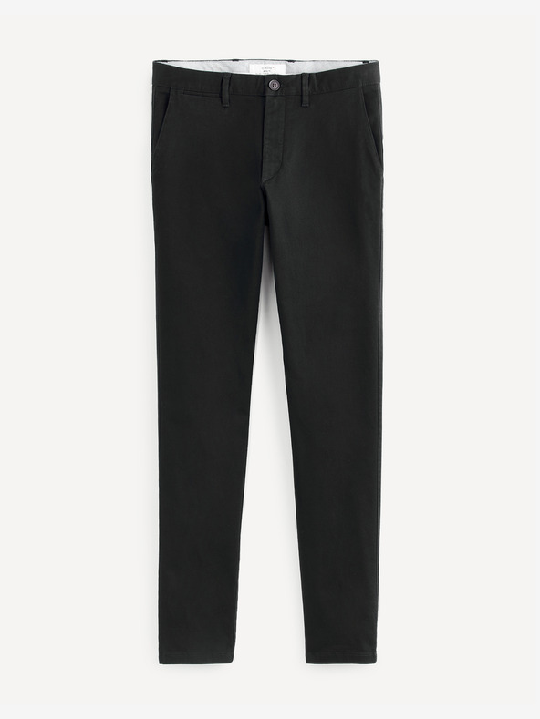 Celio Čierne skrátené chino nohavice Celio Motalia