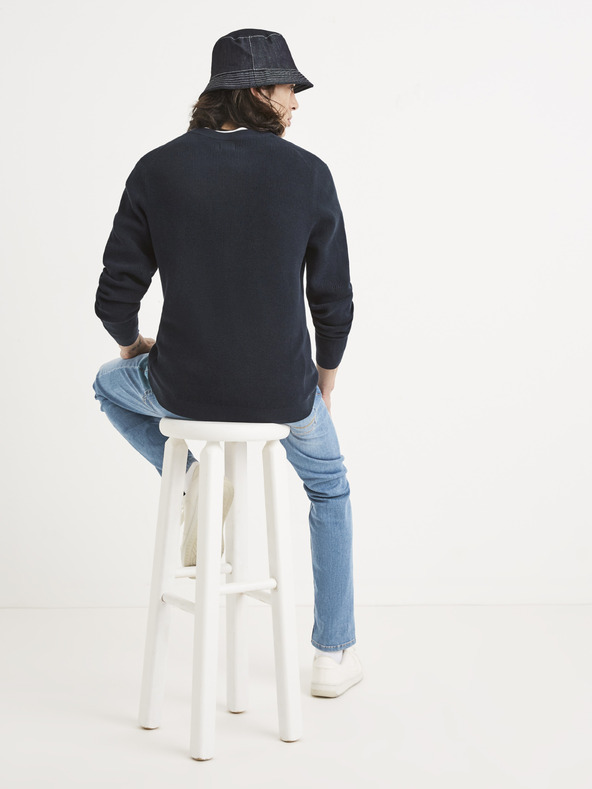 Celio Tmavomodrý základný sveter Celio Tepic