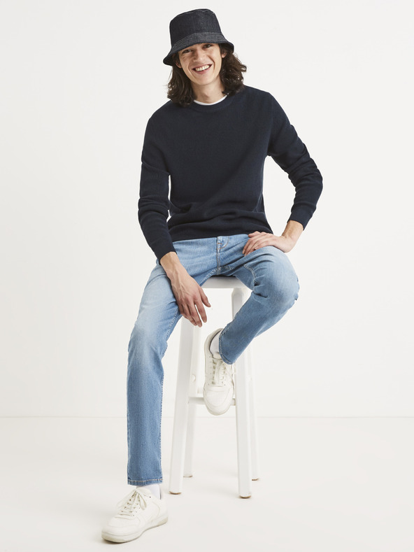 Celio Tmavomodrý základný sveter Celio Tepic