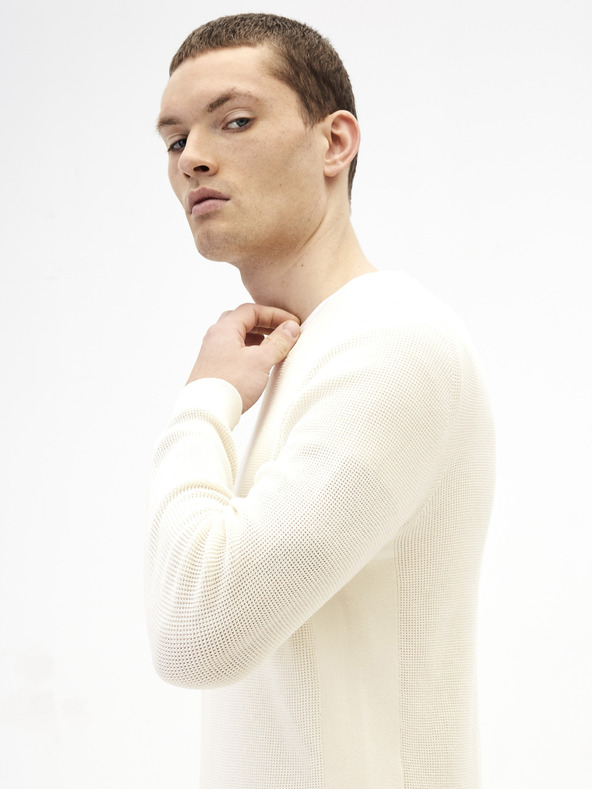 Celio Biely základný sveter Celio Tepic