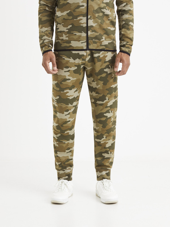 Celio Khaki vzorované tepláky Celio Vojogyoke
