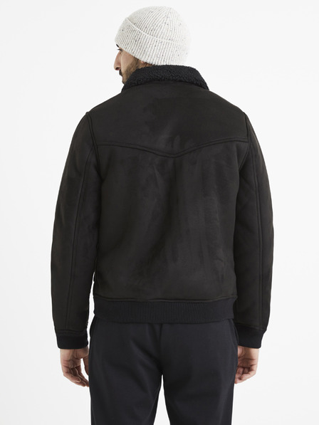 Celio Čierna bunda z umelej kožušiny Celio Vutoronto