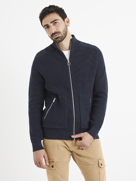 Celio Tmavomodrá základná mikina Celio Vezipper