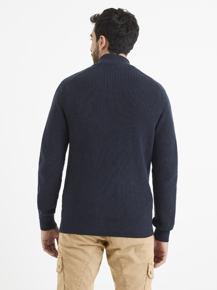 Celio Tmavomodrá základná mikina Celio Vezipper