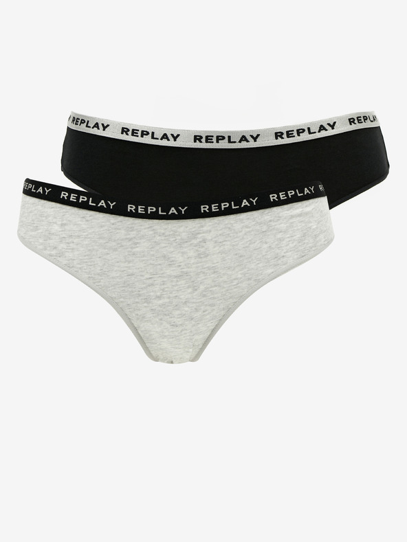 Replay Súprava dvoch športových nohavičiek v čiernej a sivej farbe Replay