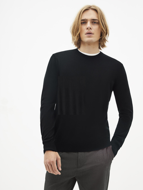 Celio Čierny pánsky vlnený sveter Celio