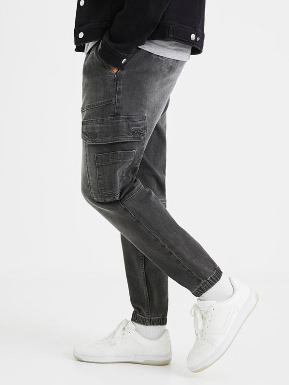 Celio Šedé pánske džínsové nohavice Celio Vojogo