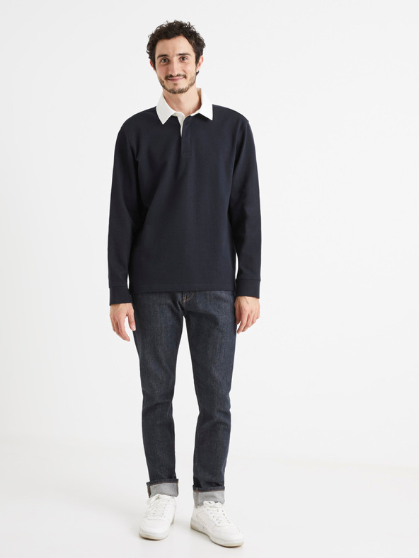 Celio Tmavomodré pánske polo tričko Celio Vemix