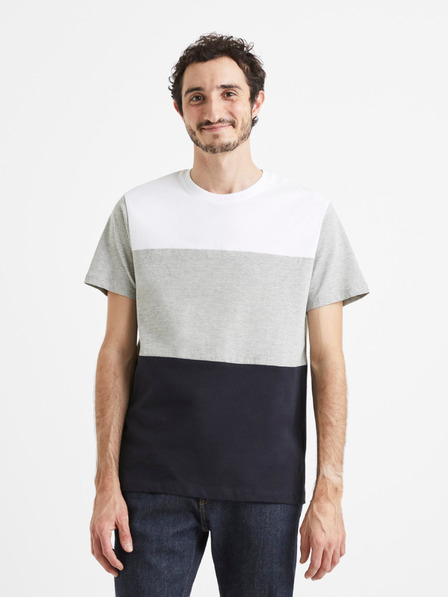 Celio Bielo-sivé pánske tričko Celio Vetrois