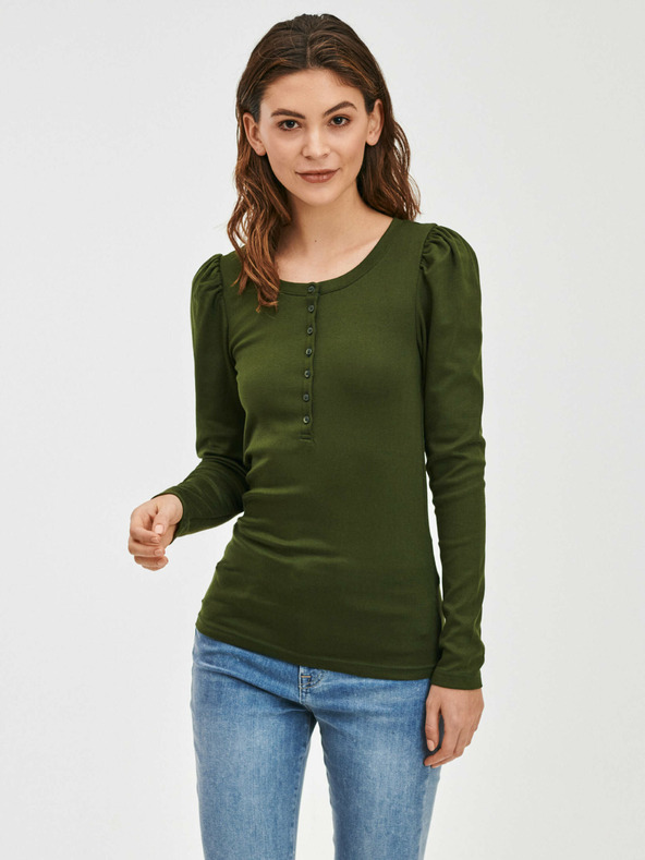 GAP Zelené dámske moderné henley tričko GAP