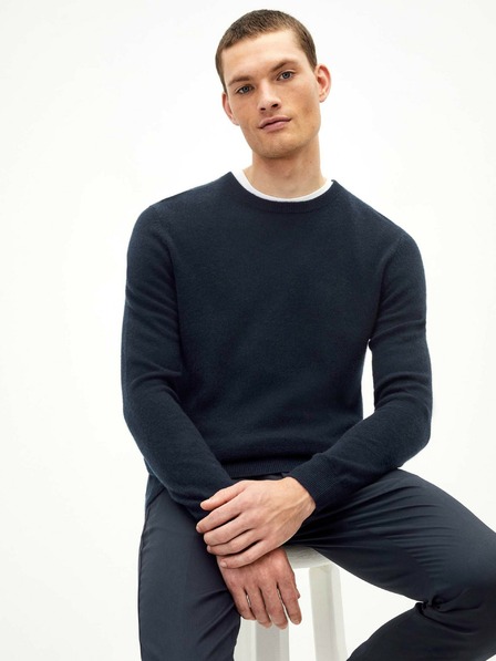 Celio Tmavomodrý pánsky kašmírový sveter Celio Jecloud