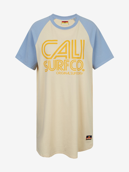 SuperDry Dámske modro-ružové tričko Superdry Cali Surf Raglan s potlačou Šaty